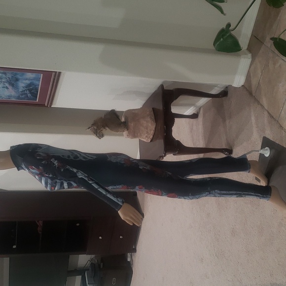 Xs / s Sexy skeleton suit roses cosplay costume goth - Picture 4 of 6